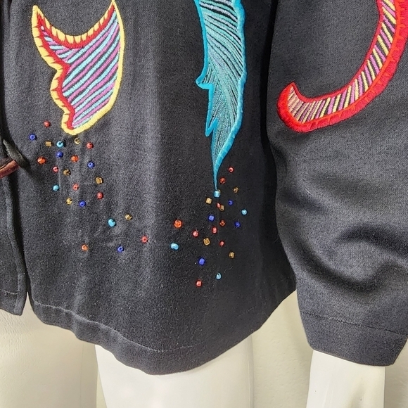 Alex Kim Boho Embroidered Black Jacket Size L - Picture 8 of 12